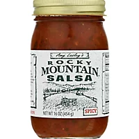 Rocky Mountain Salsa Spicy 16oz Rocky Mountain Salsa Spicy 16oz. No sugar added. Colorado proud. Reward. A mountain of flavor in every jar. Amy Lesley started making this extraordinary salsa in her Colorado kitchen for family & friends. With their encouragement she entered her prized recipe in a national gourmet salsa competition. And the public clamor-began! Taste for yourself and see if you don't agree with the experts. Amy Lasley's Rocky mountain Salsa is the premier salsa in the West. Since 1991.